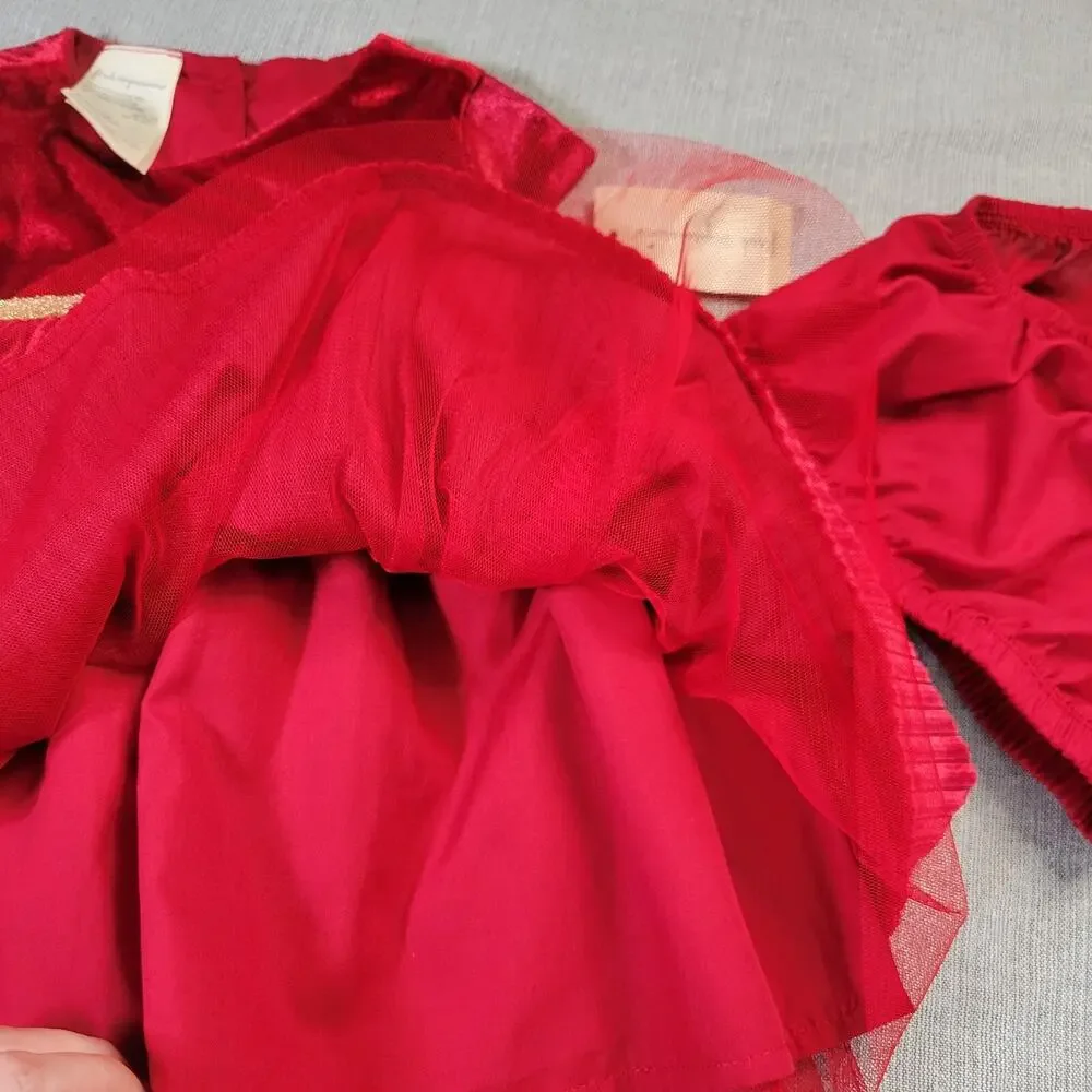 First Impressions 6-9 Months Red Velvet Holiday Dress Bloomers 2 PC Set NWT Baby